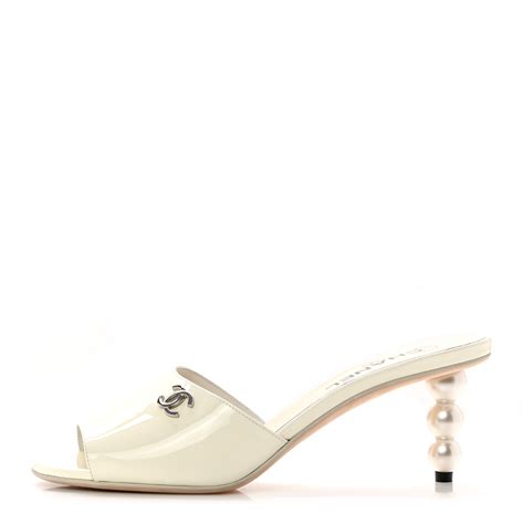 chanel mules with pearl heel|CHANEL Patent Lambskin Pearl Mules 38 Black .